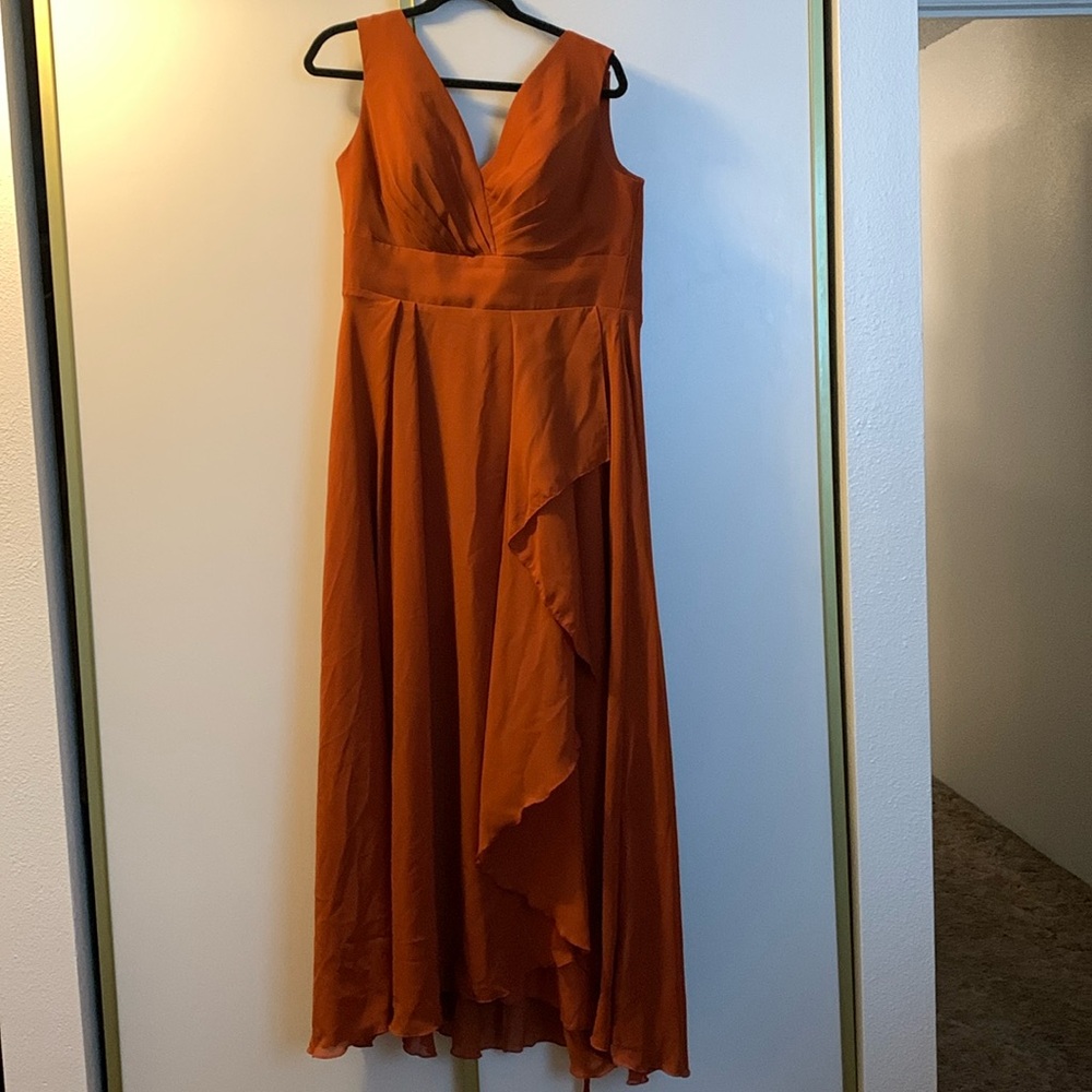 Burnt orange bridesmaids dress
